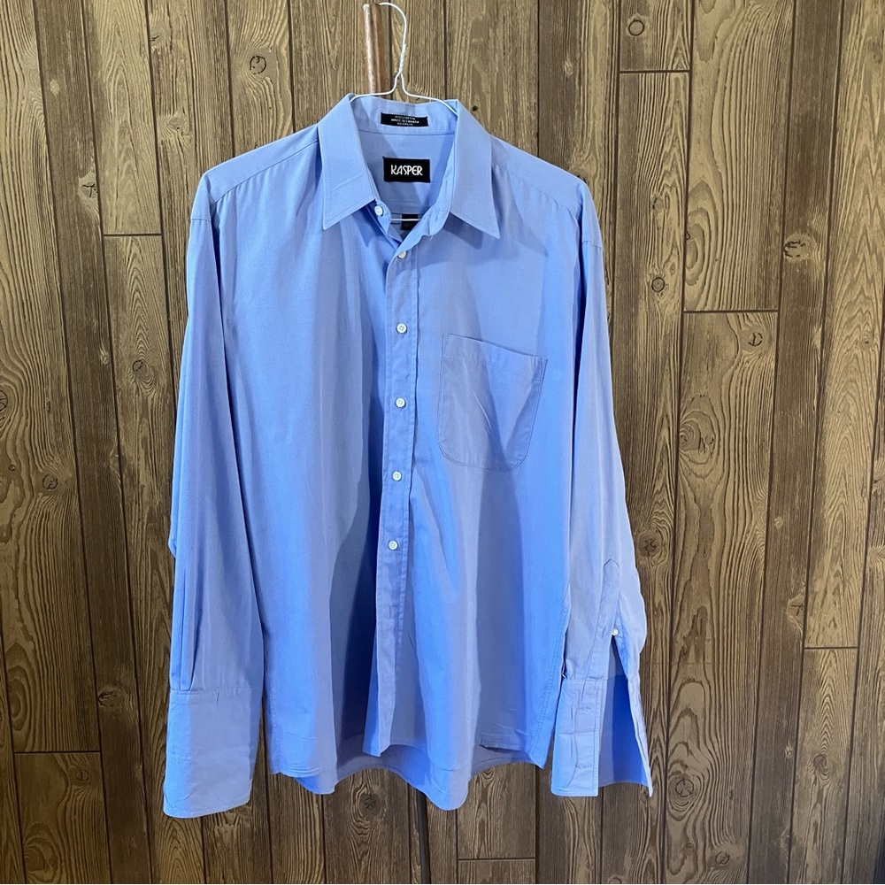 Kasper Mens Sky Blue Long Sleeve Dress Shirt Size L